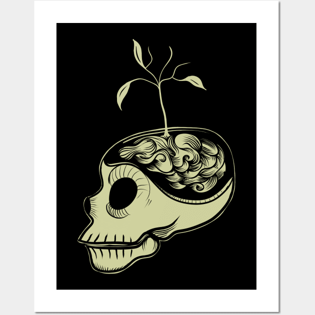 Cute Skulls Think Green Wall Art by fakeface